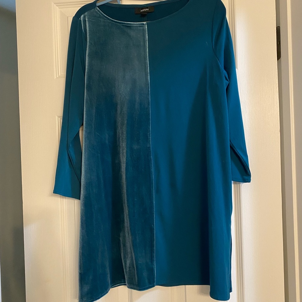 Alfani Teal Blue two fabric 3/4 Sleeve Tunic